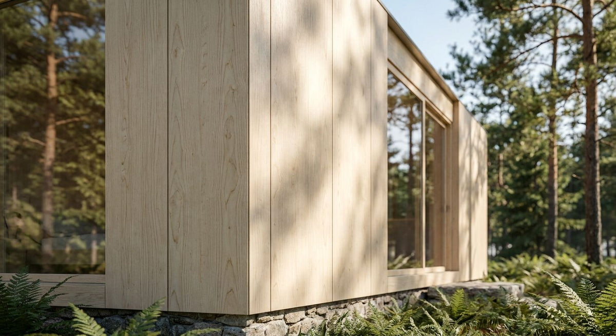 Birch exterior wall panels for tiny home exteriors