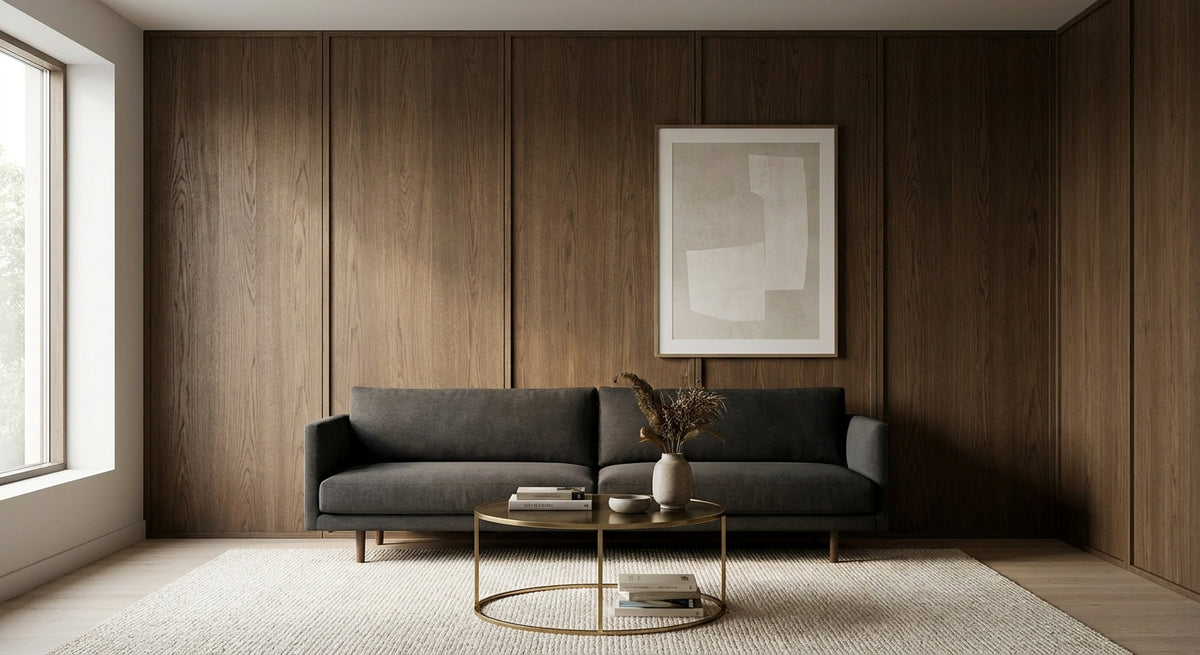 How to style smoked oak wall panels in a modern interior