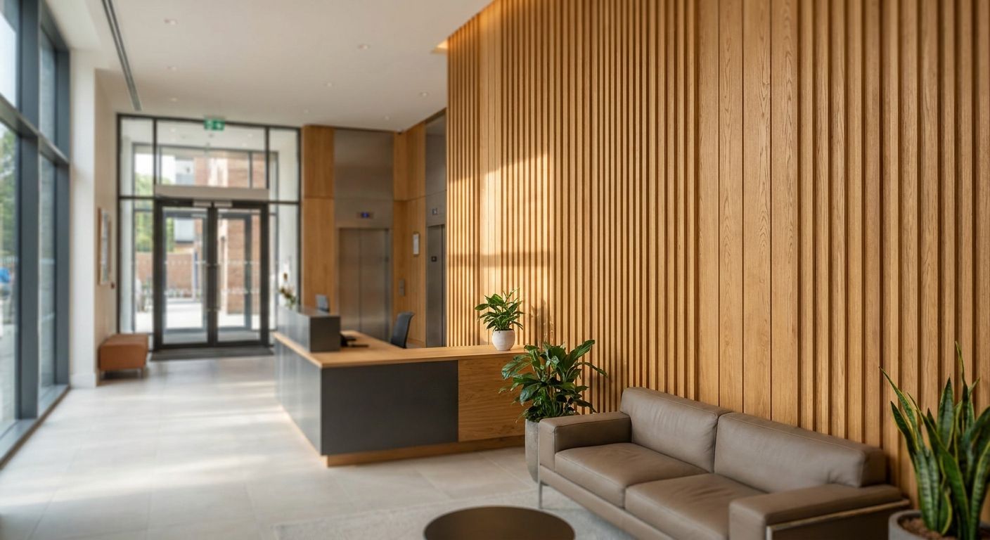 Wood wall panels for condo and co-op building lobbies