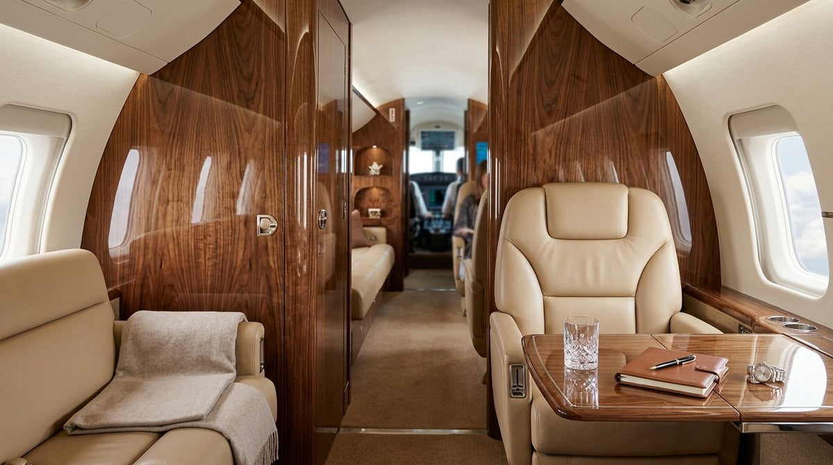 Wood veneer panels for private jet interior cabins