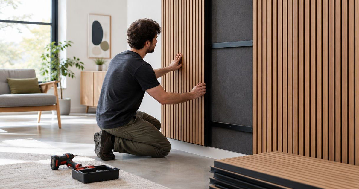How to pre-install acoustic wood panels on modular wall sections