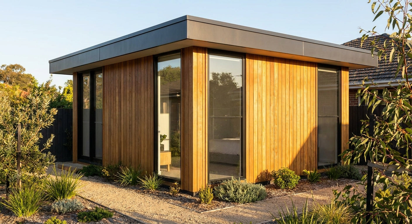Exterior oak cladding for modern granny flat facades