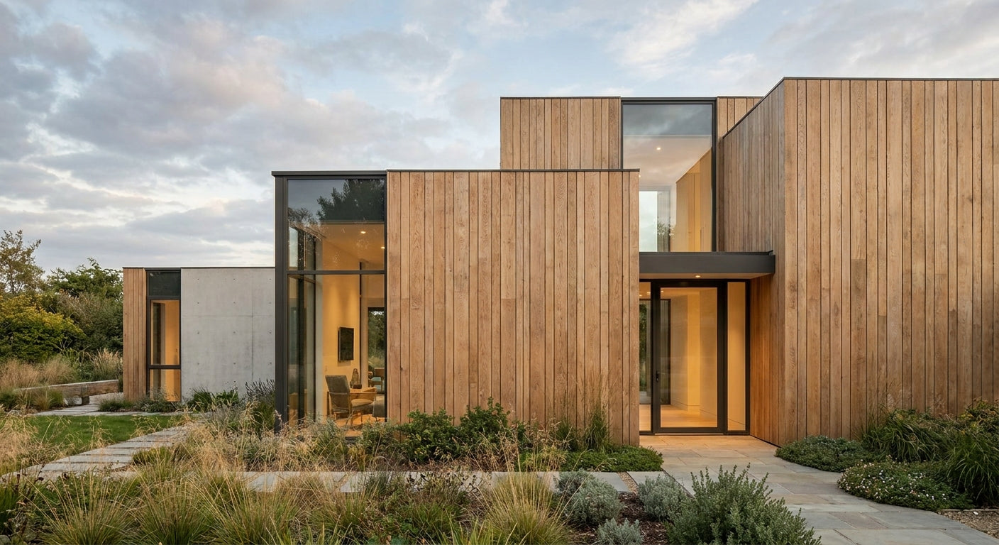Natural oak exterior cladding for new build home facades