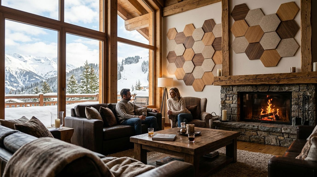 Acoustic panels for ski lodge lounge interiors