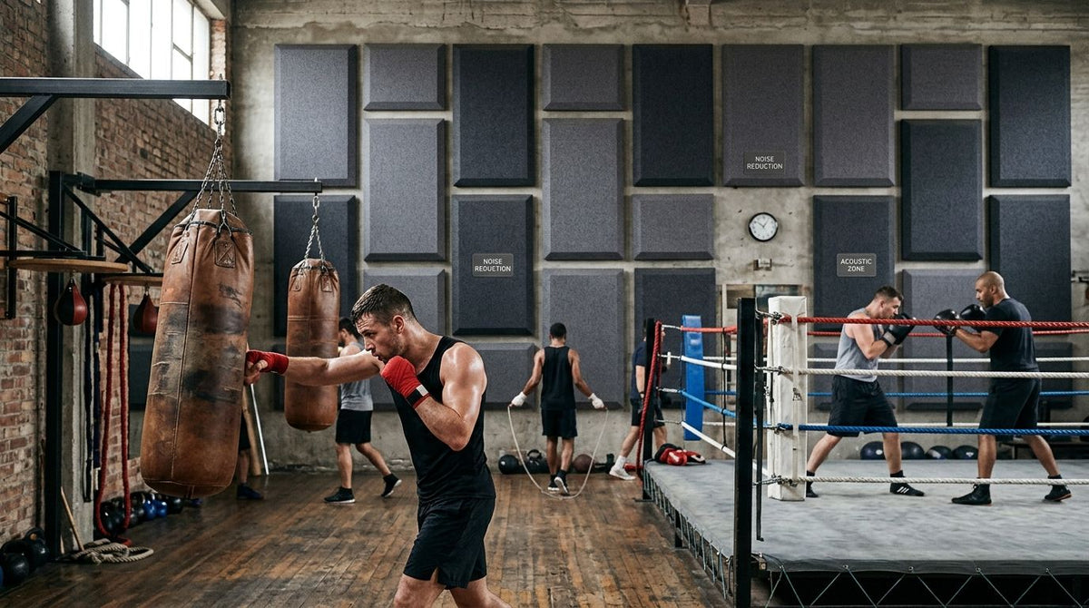 Acoustic panels for boxing gym noise control