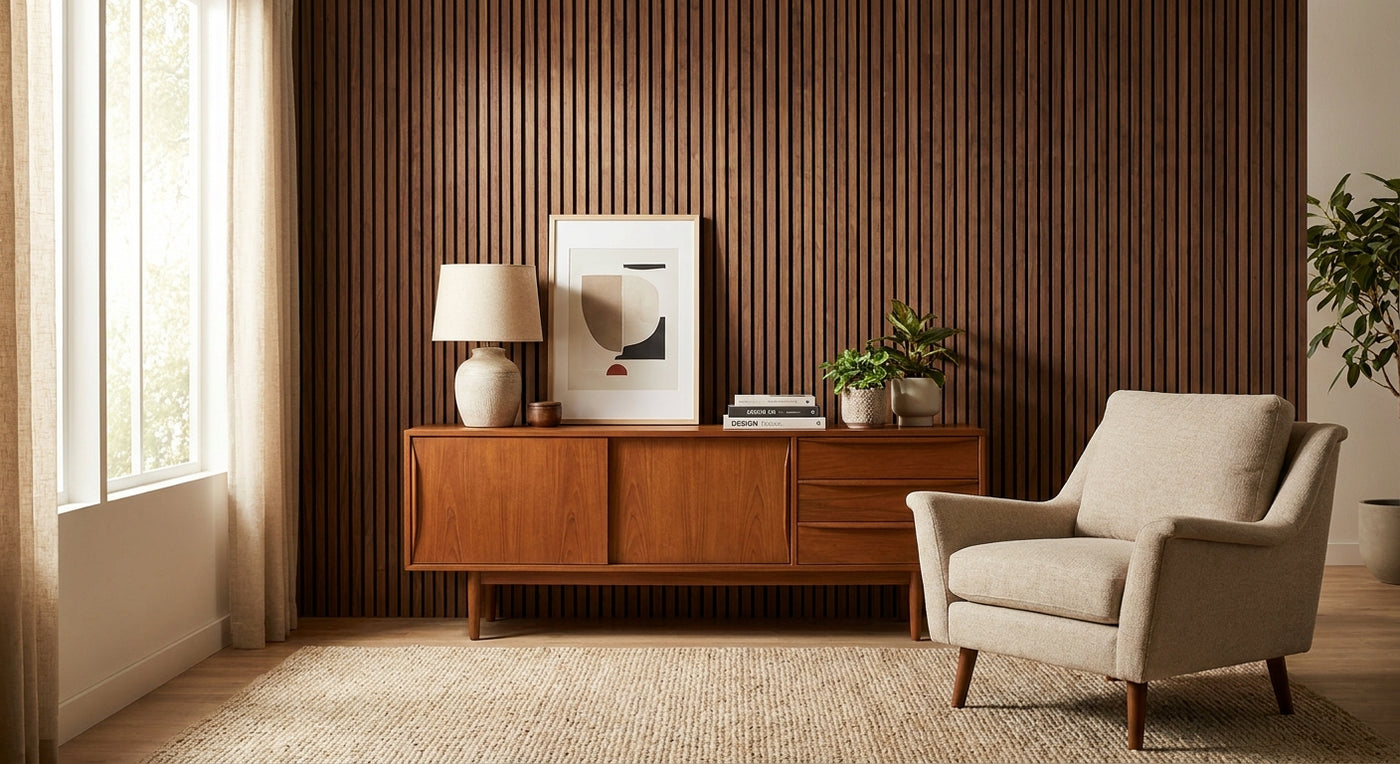 Best wood slat panels for mid-century modern interiors
