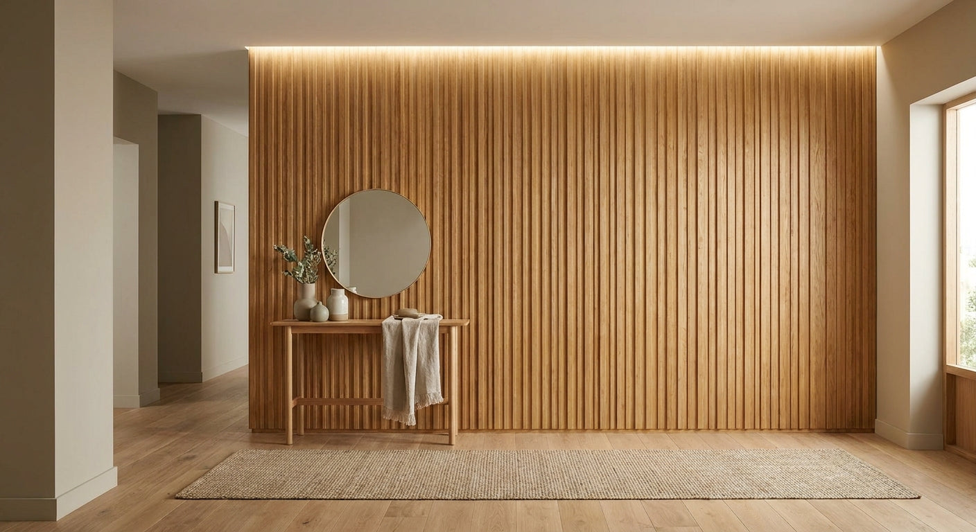 Best natural oak fluted panels for hallway accent walls