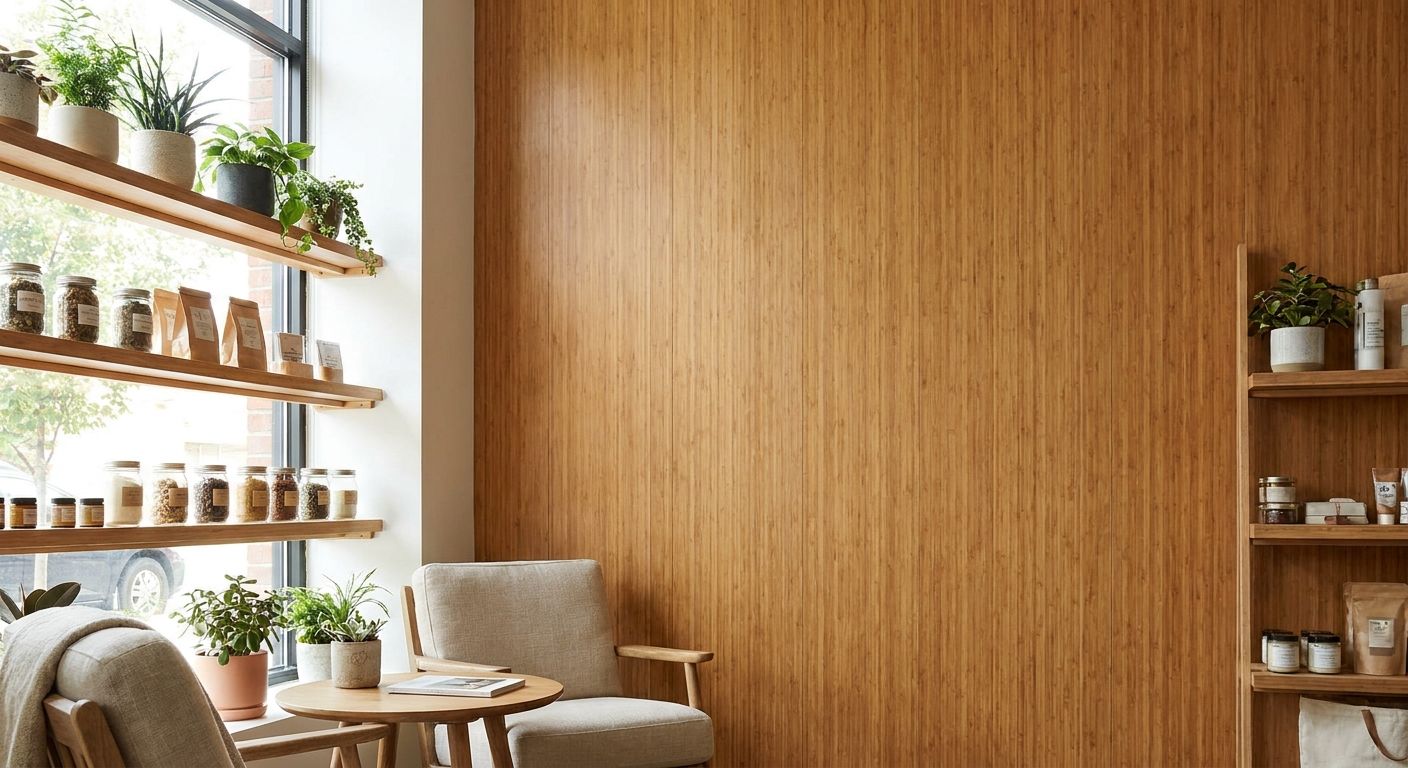Bamboo veneer panels for eco-conscious retail interiors