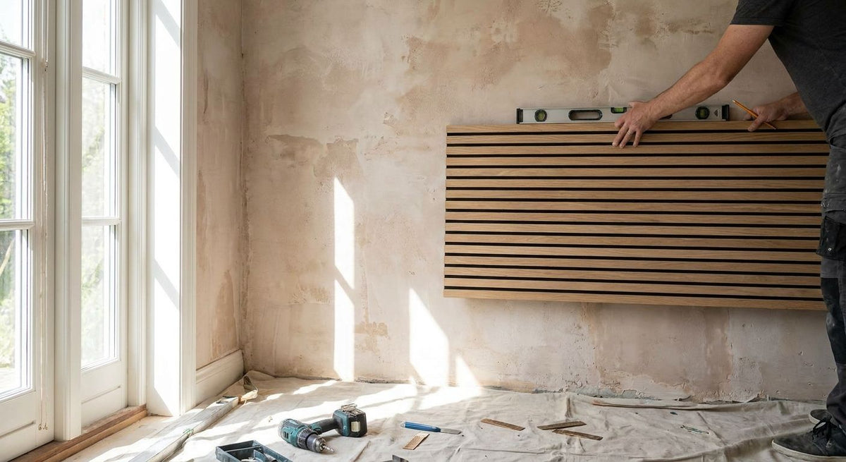 How to install wood slat panels on an uneven plaster wall