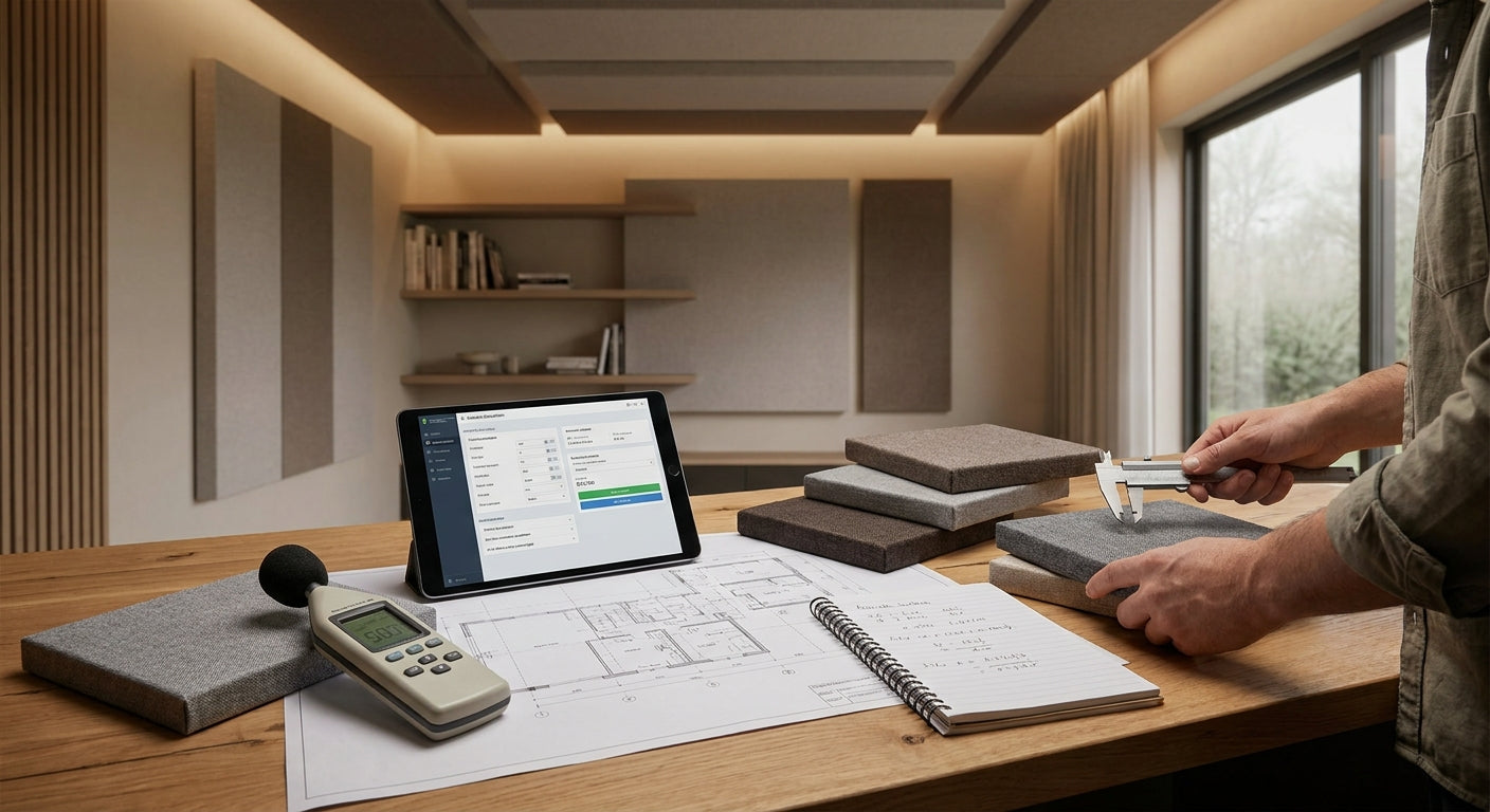How to calculate acoustic panel NRC rating for a room