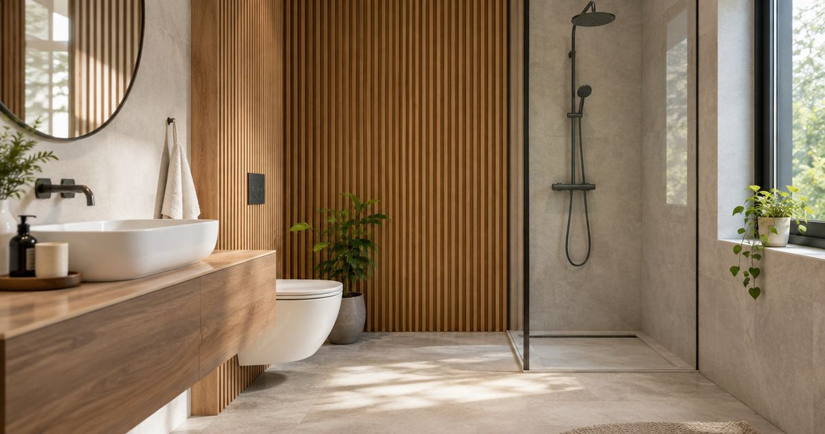 Can acoustic wood panels be used in bathrooms or other wet areas?