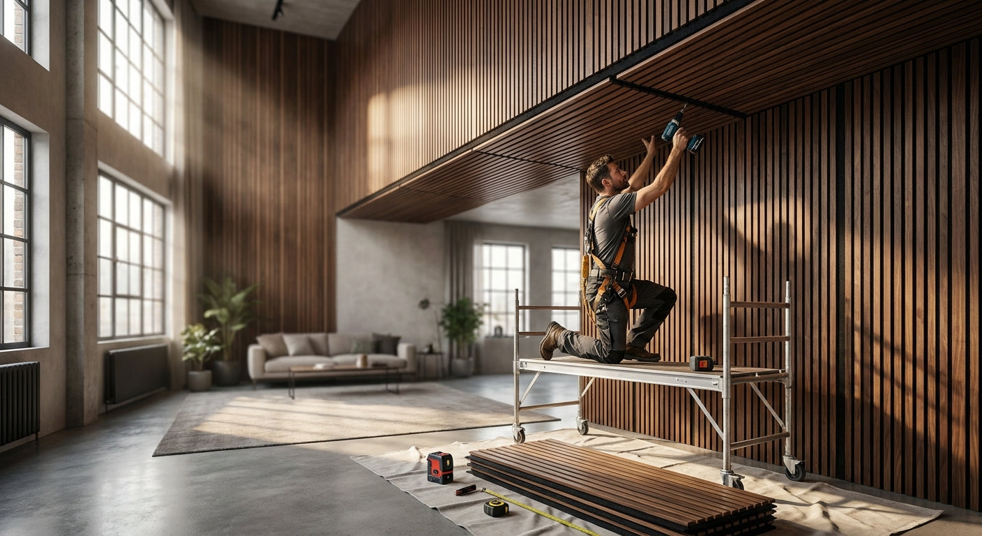How to install XL slat wall panels on high ceilings