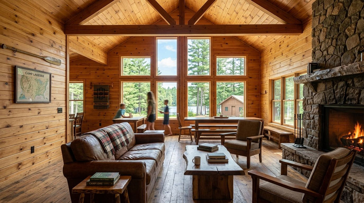 Wood panels for summer camp lodge interiors
