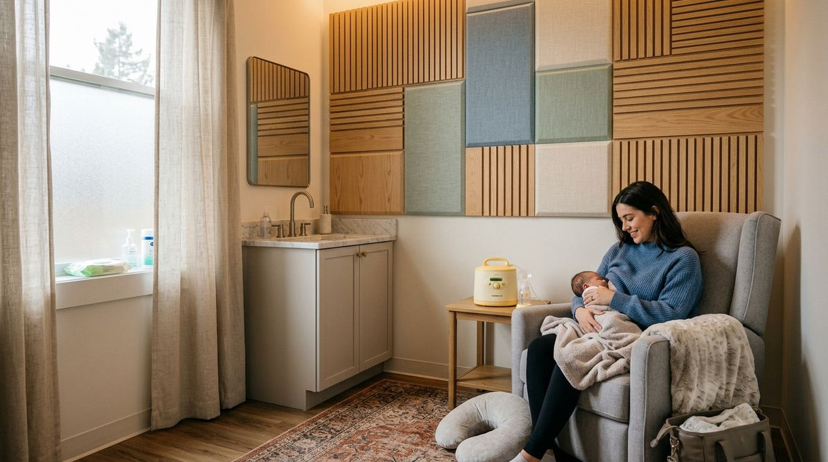 Acoustic panels for corporate mother's room and lactation suites