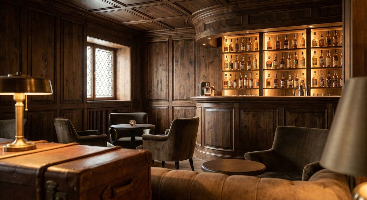 Wood panels for boutique whisky bar and speakeasy interiors