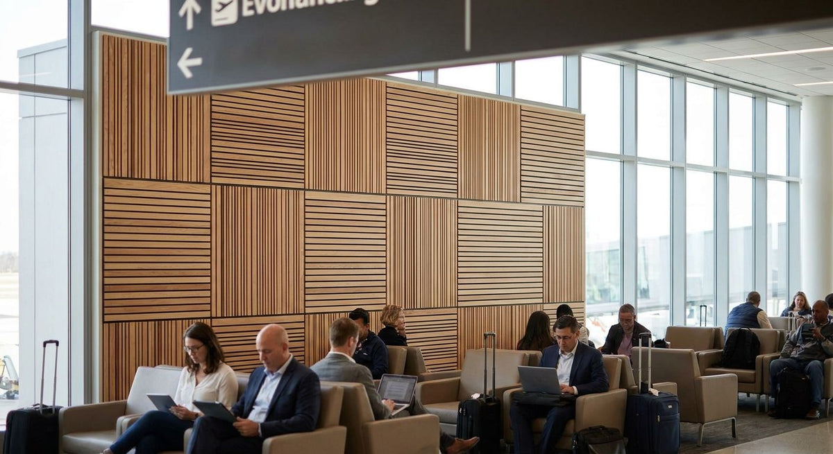 Best acoustic wood panels for airport terminal interiors