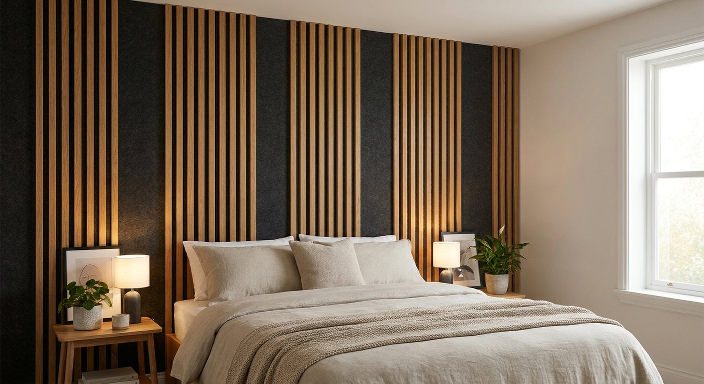 How to create an acoustic headboard wall with slat panels