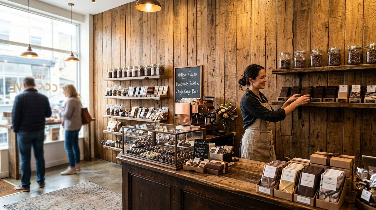 Wood panels for artisan chocolate shop interiors