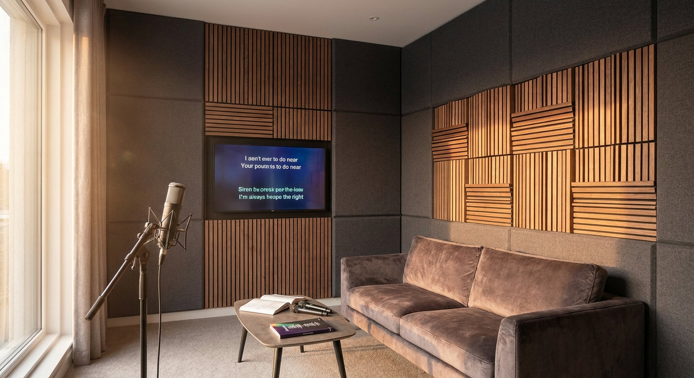 Acoustic panels for karaoke room sound control