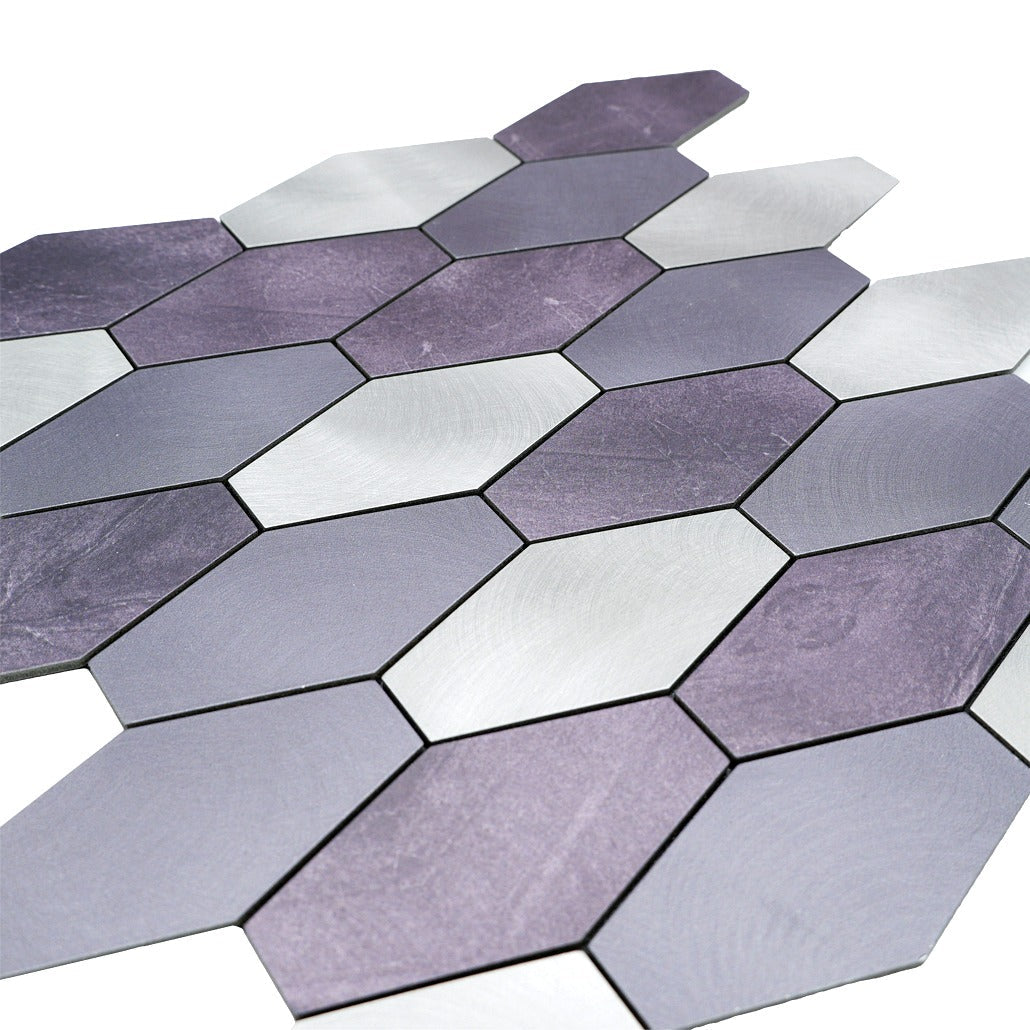 Peel and Stick Backsplash | Picket Purple | 11.81×11.81"