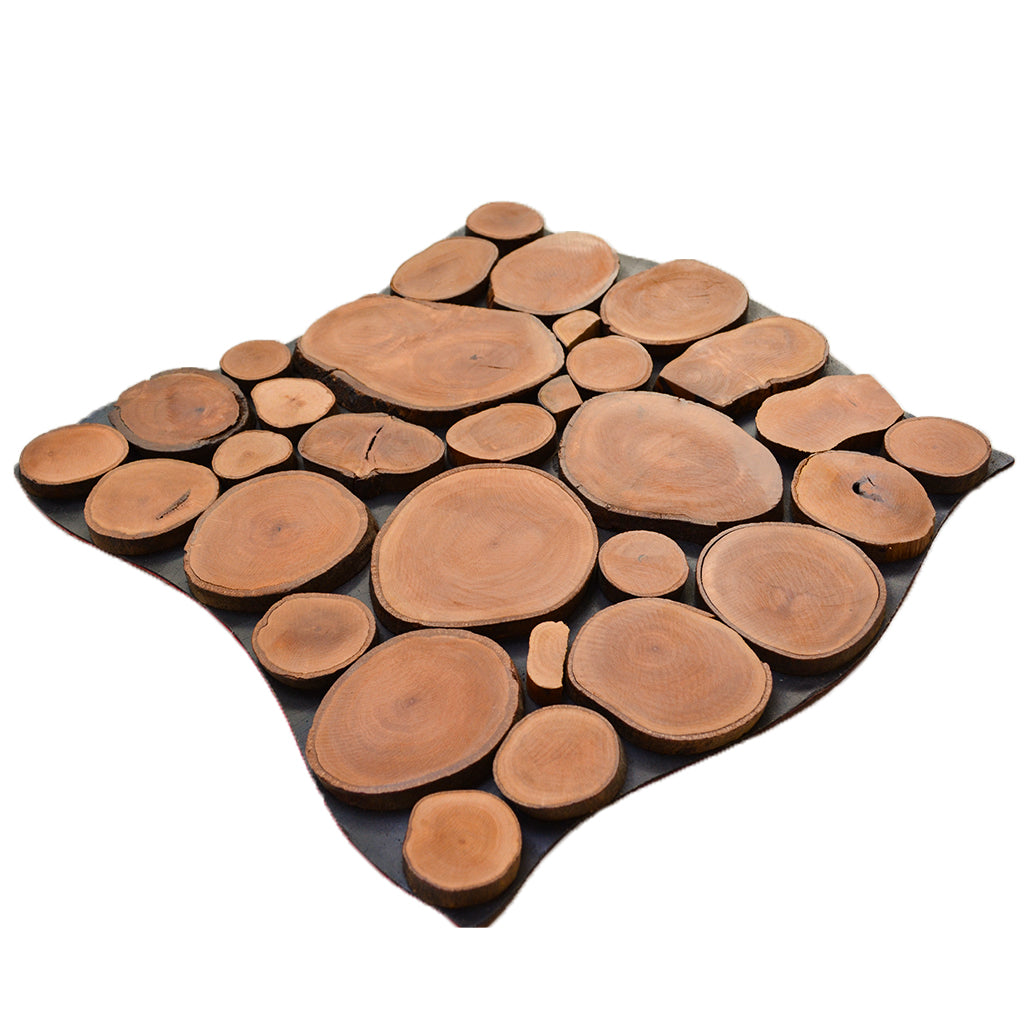 Wood Mosaic Panel | Lychee Wood Tile | 12×12”