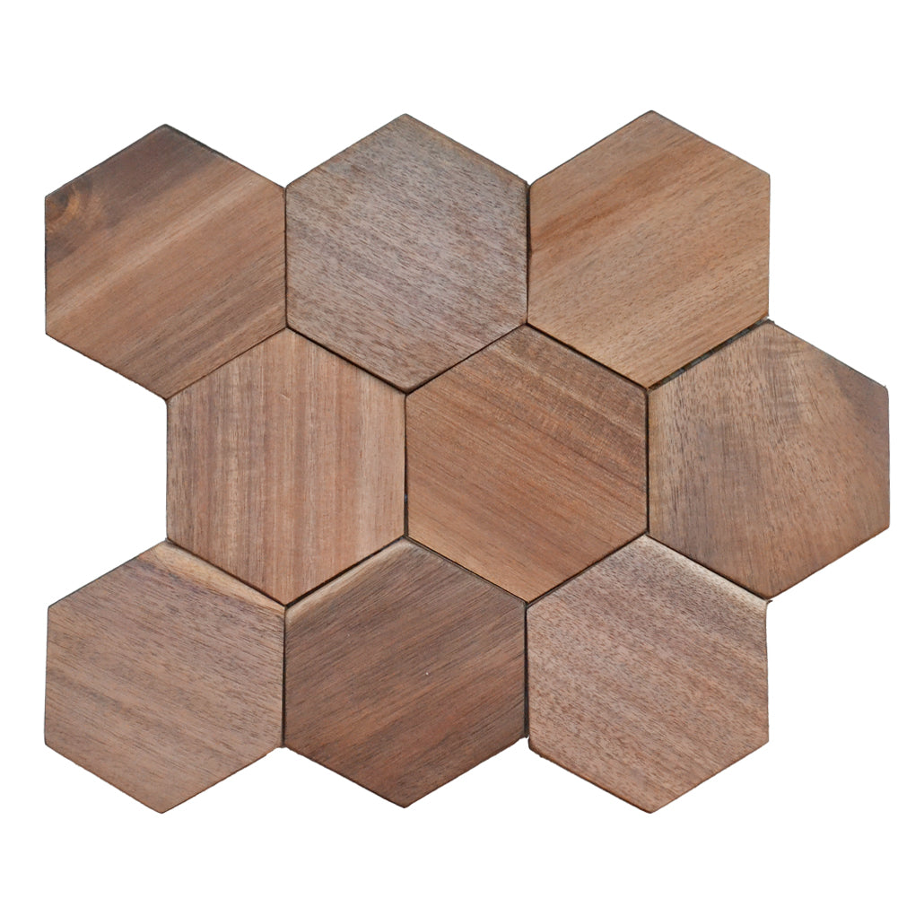 Wood Mosaic Panel | Tropical Walnut Wood Tile | 10.2×11.8”