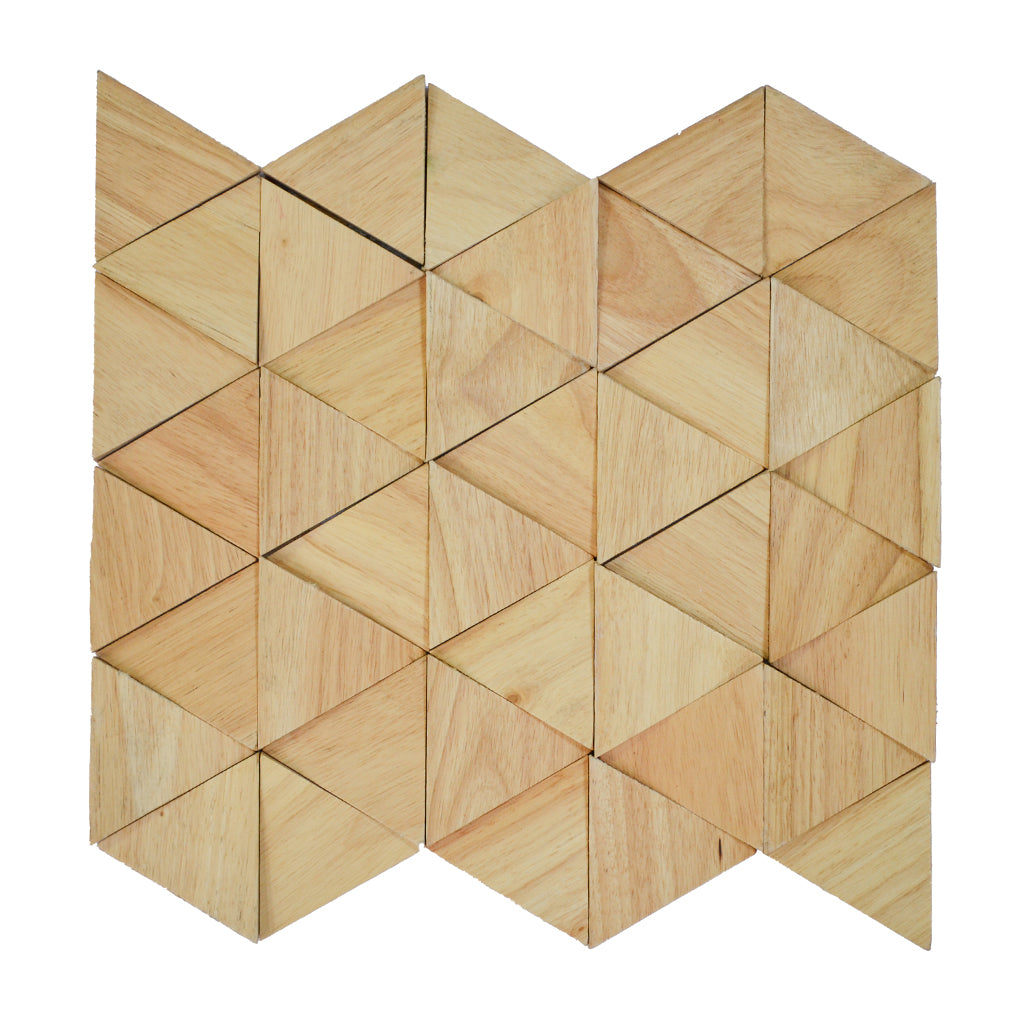 Wood Mosaic Panel | Compact Rubber Wood Tile | 11.0×11.8”