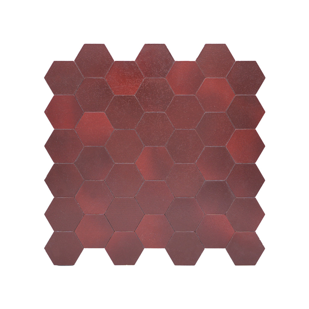 Peel and Stick Mosaic Tile | Hexagon Burgundy | 11.5×11.34 in | Metal