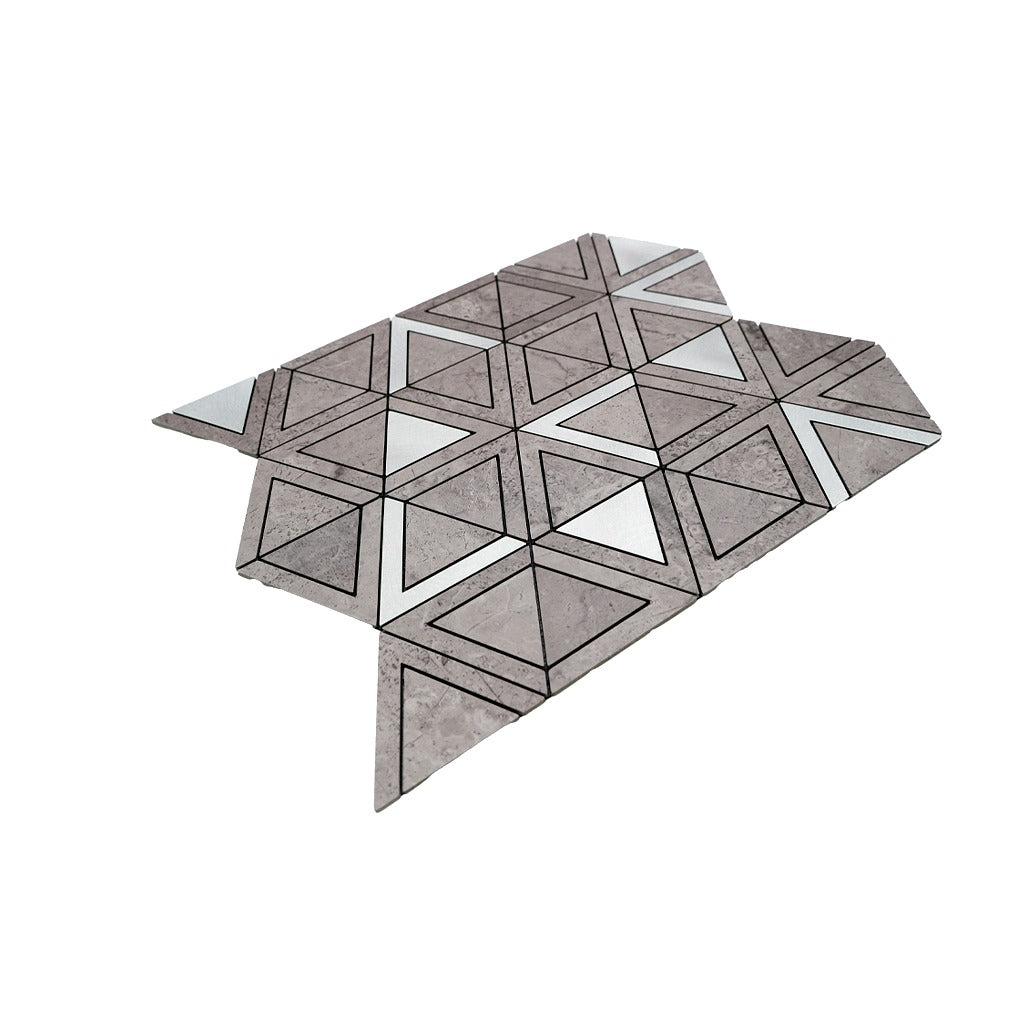 Peel and Stick Backsplash | Triangle Gray Silver | 11.3×13.03"