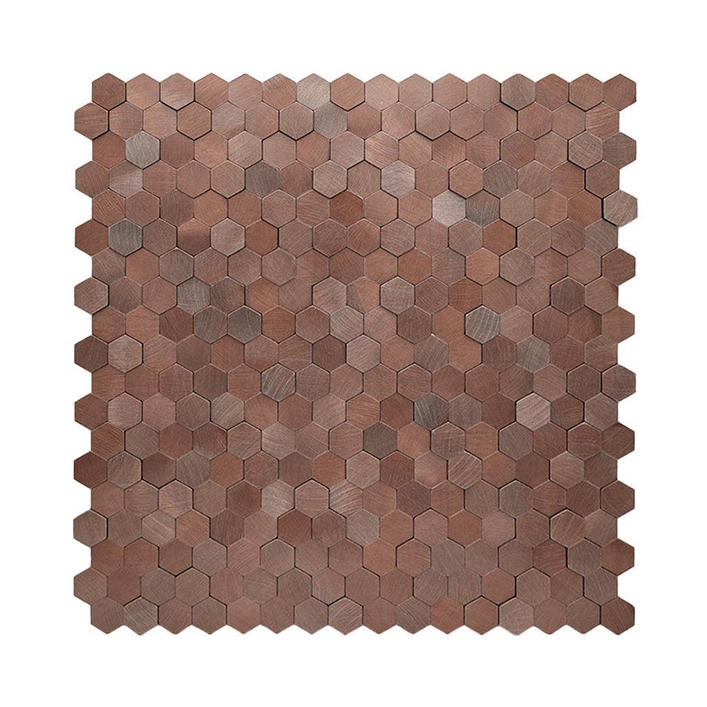 Peel and Stick Backsplash | Mini Hexagon 3D Dark Copper | 11.73×12.09"