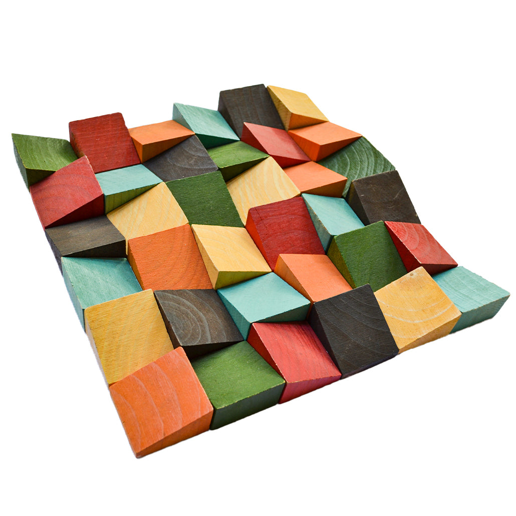 Wood Mosaic Panel | Dark Pine Wood Tile | 12×12”