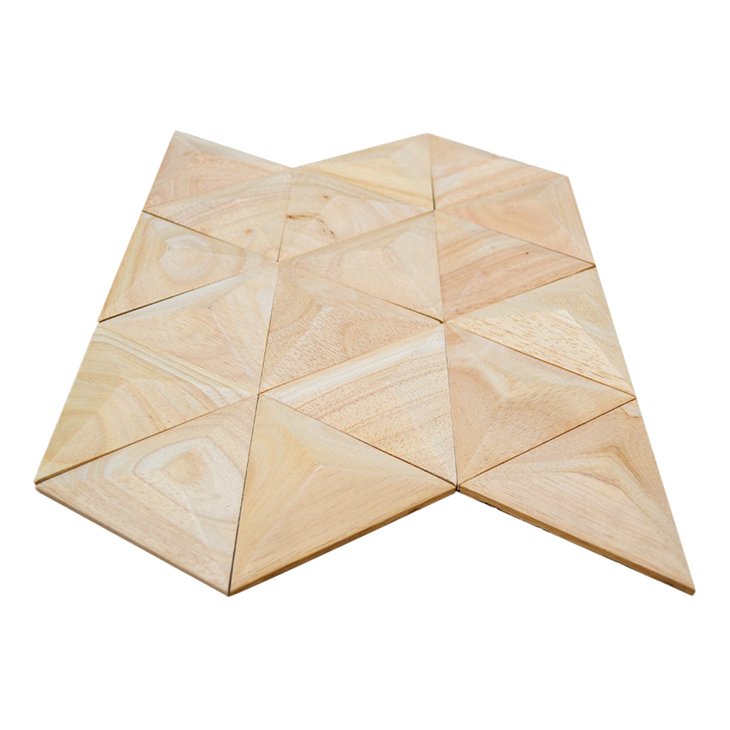Wood Mosaic Panel | Spacious Rubber Wood Tile | 11.8×13.8”