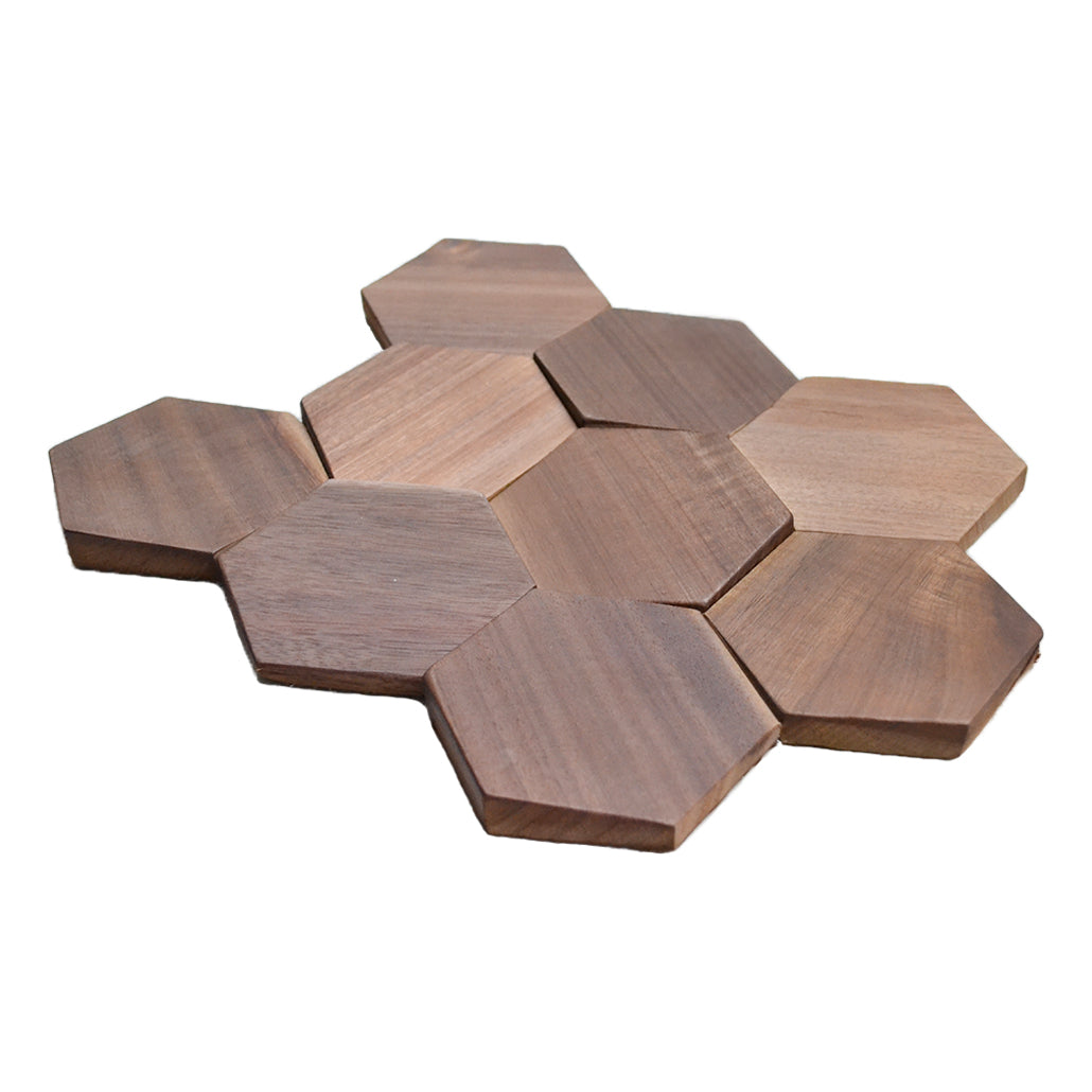 Wood Mosaic Panel | Tropical Walnut Wood Tile | 10.2×11.8”