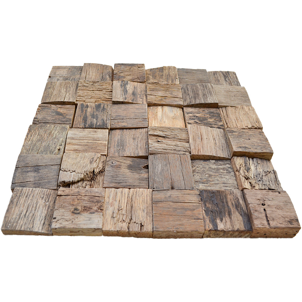Wood Mosaic Panel | Marine Wood Tile | 12×12”