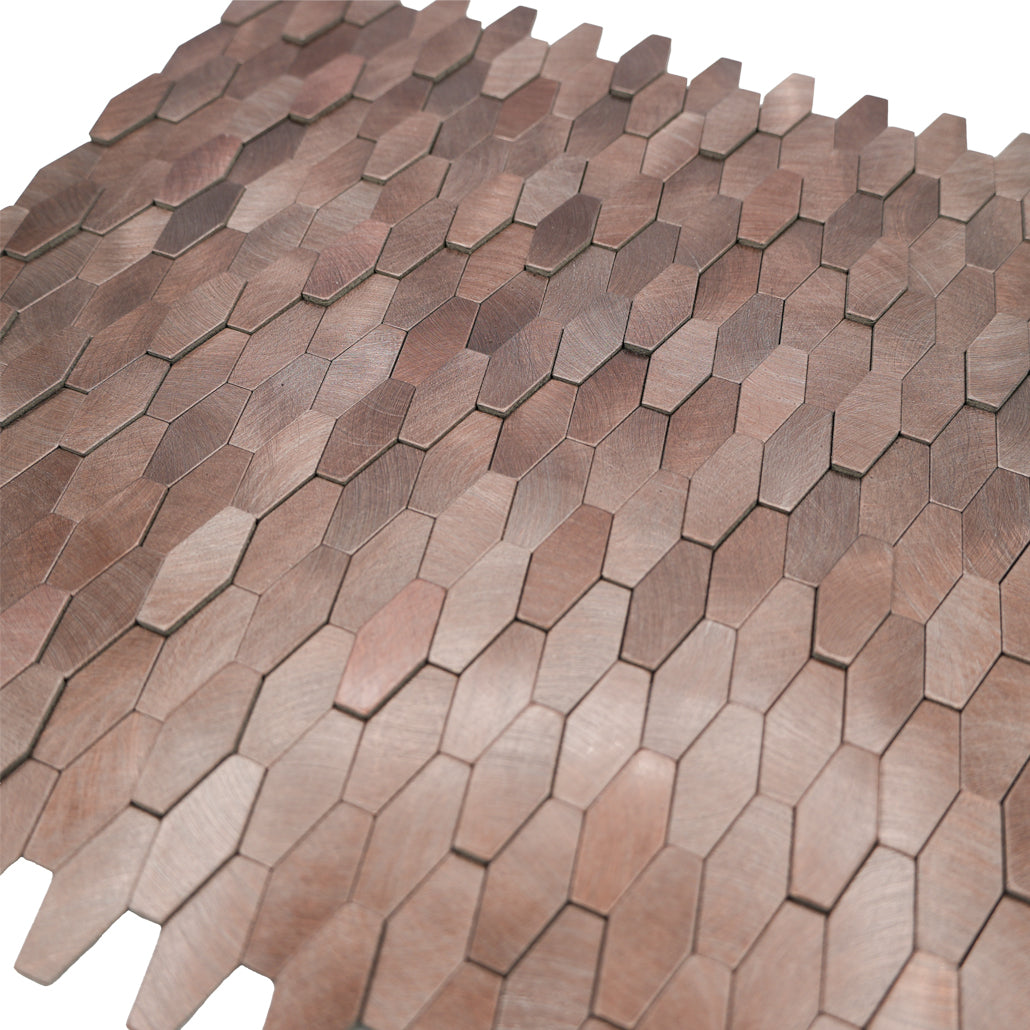 Peel and Stick Backsplash | Picket 3D Dark Copper | 12.2×11.81"