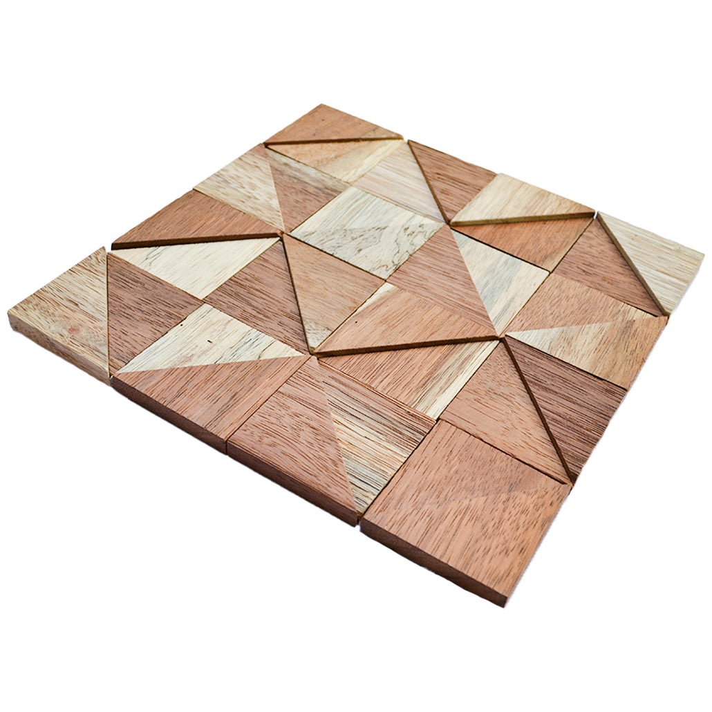 Wood Mosaic Panel | Merbau Wood Tile | 12×12”