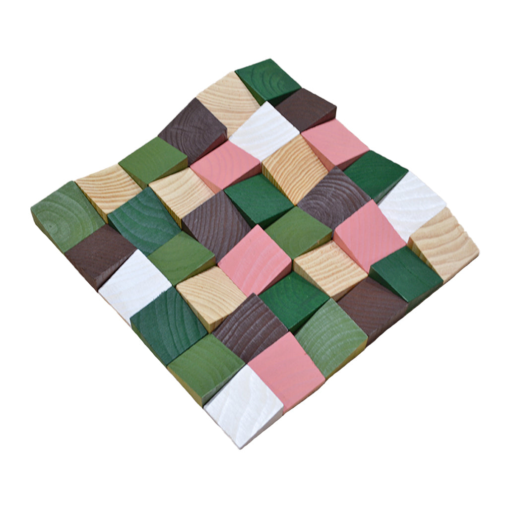 Wood Mosaic Panel | Rich Pine Wood Tile | 12×12”