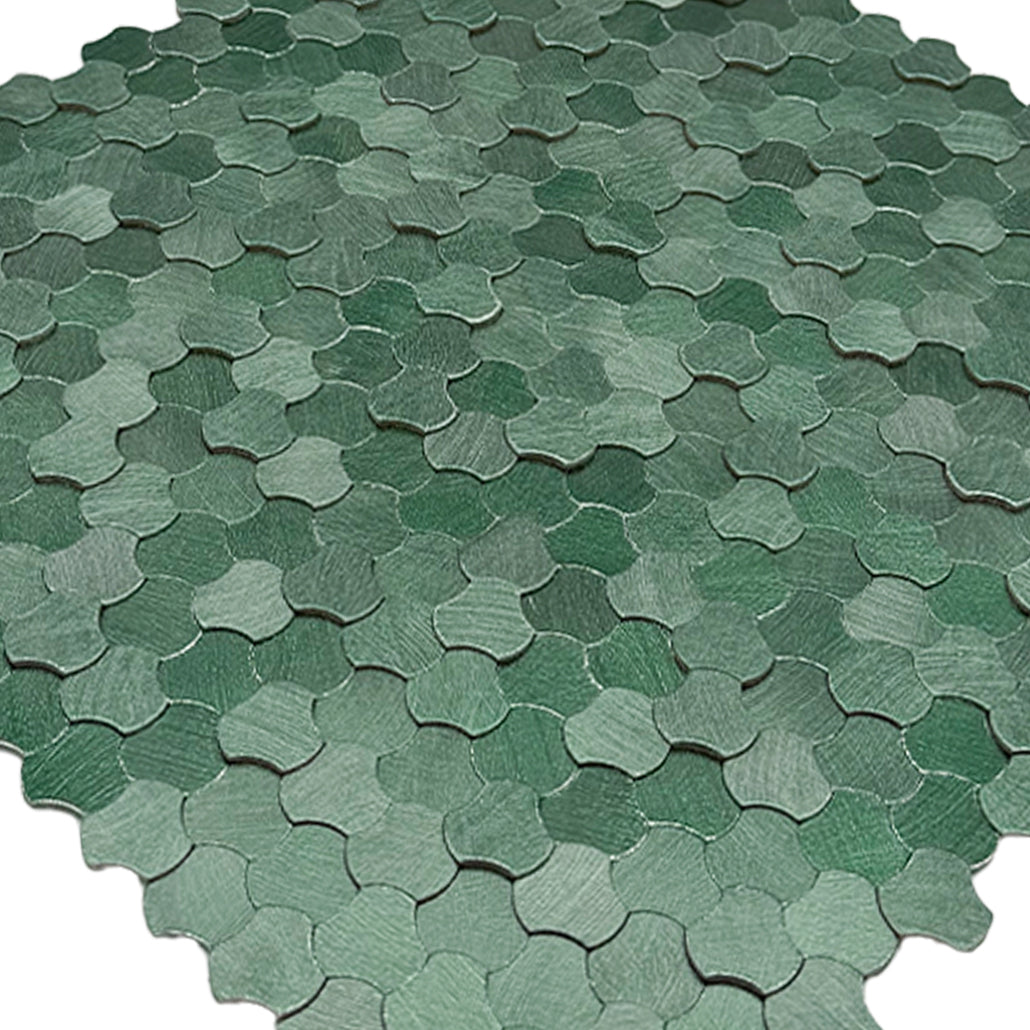 Peel and Stick Backsplash | Trefoil 3D Dark Green | 12.01×11.65"