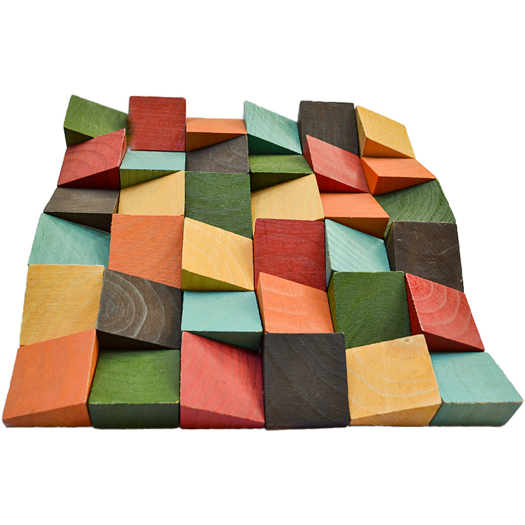 Wood Mosaic Panel | Dark Pine Wood Tile | 12×12”