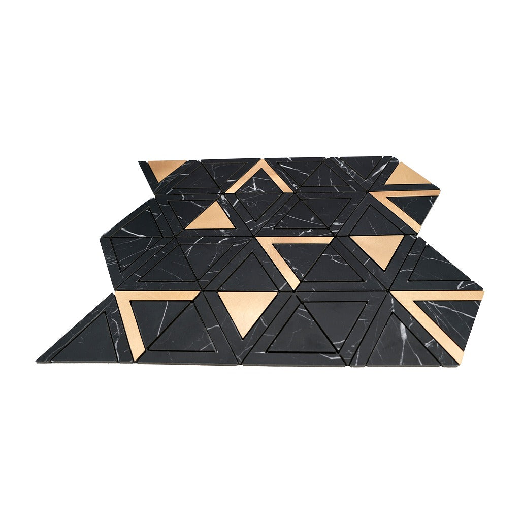 Peel and Stick Backsplash | Triangle Black Gold | 11.3×13.03"