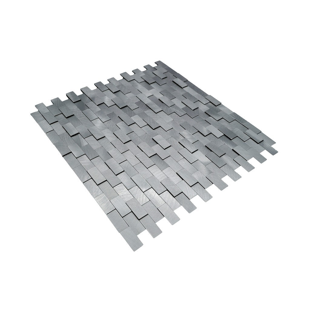 Peel and Stick Backsplash | Brick 3D Silver | 11.73×11.81"