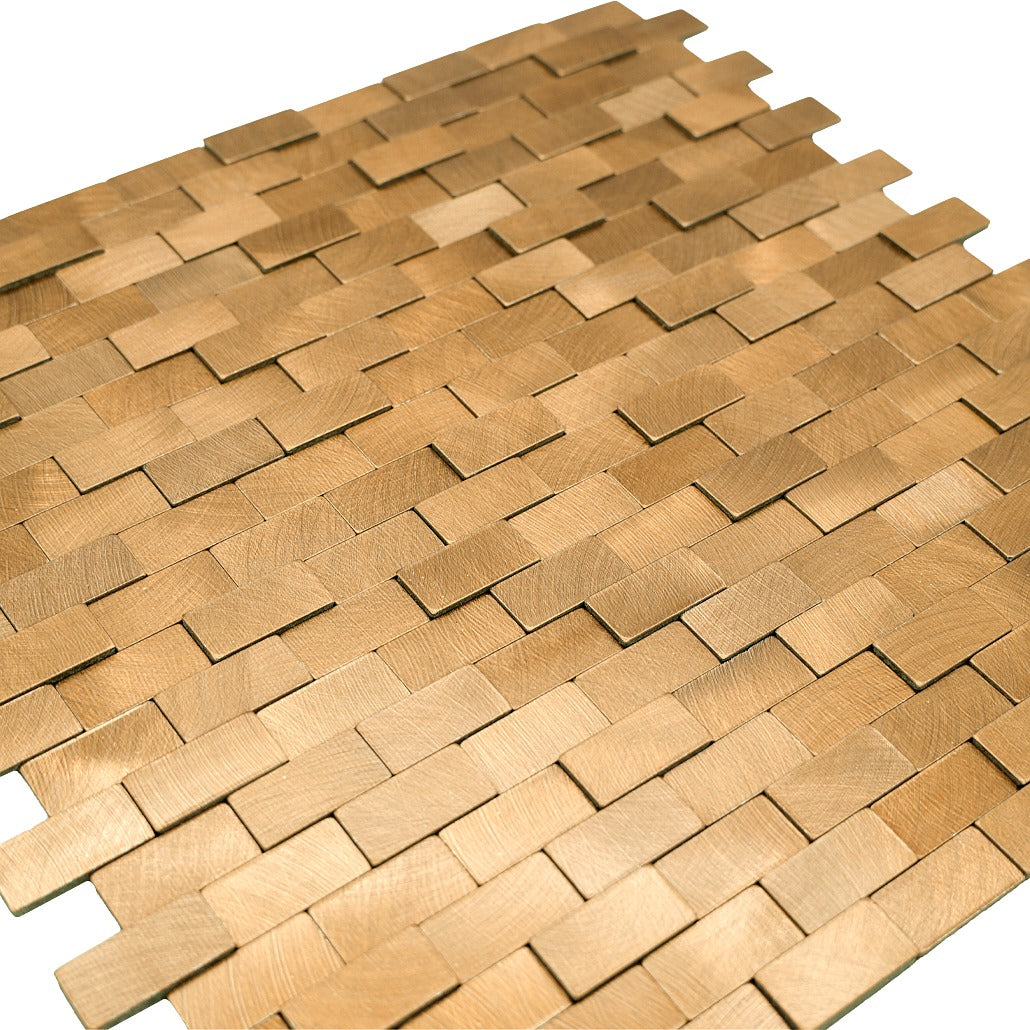 Peel and Stick Backsplash | Brick 3D Gold | 11.73×11.81"