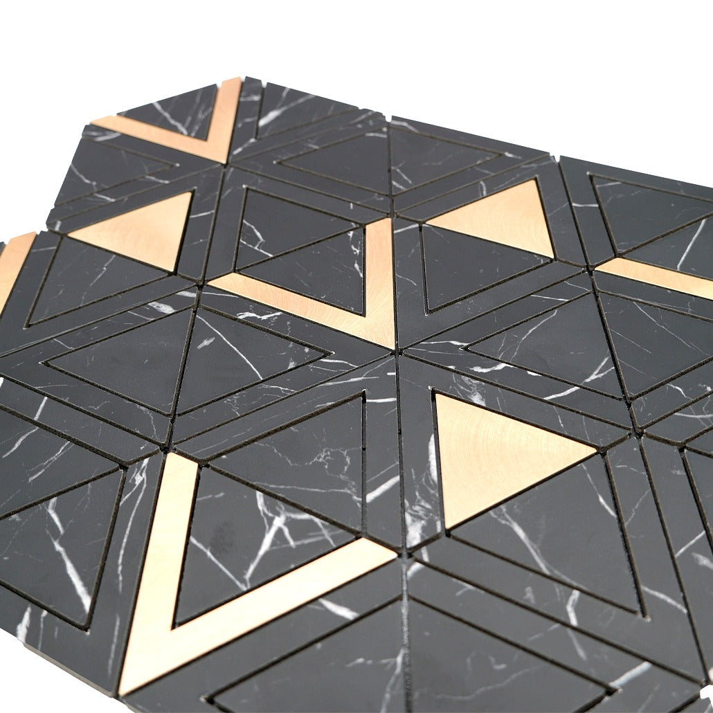Peel and Stick Backsplash | Triangle Black Gold | 11.3×13.03"