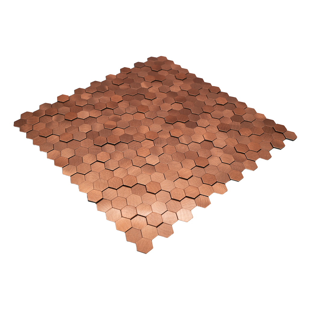 Peel and Stick Backsplash | Mini Hexagon 3D Copper | 11.73×12.09"