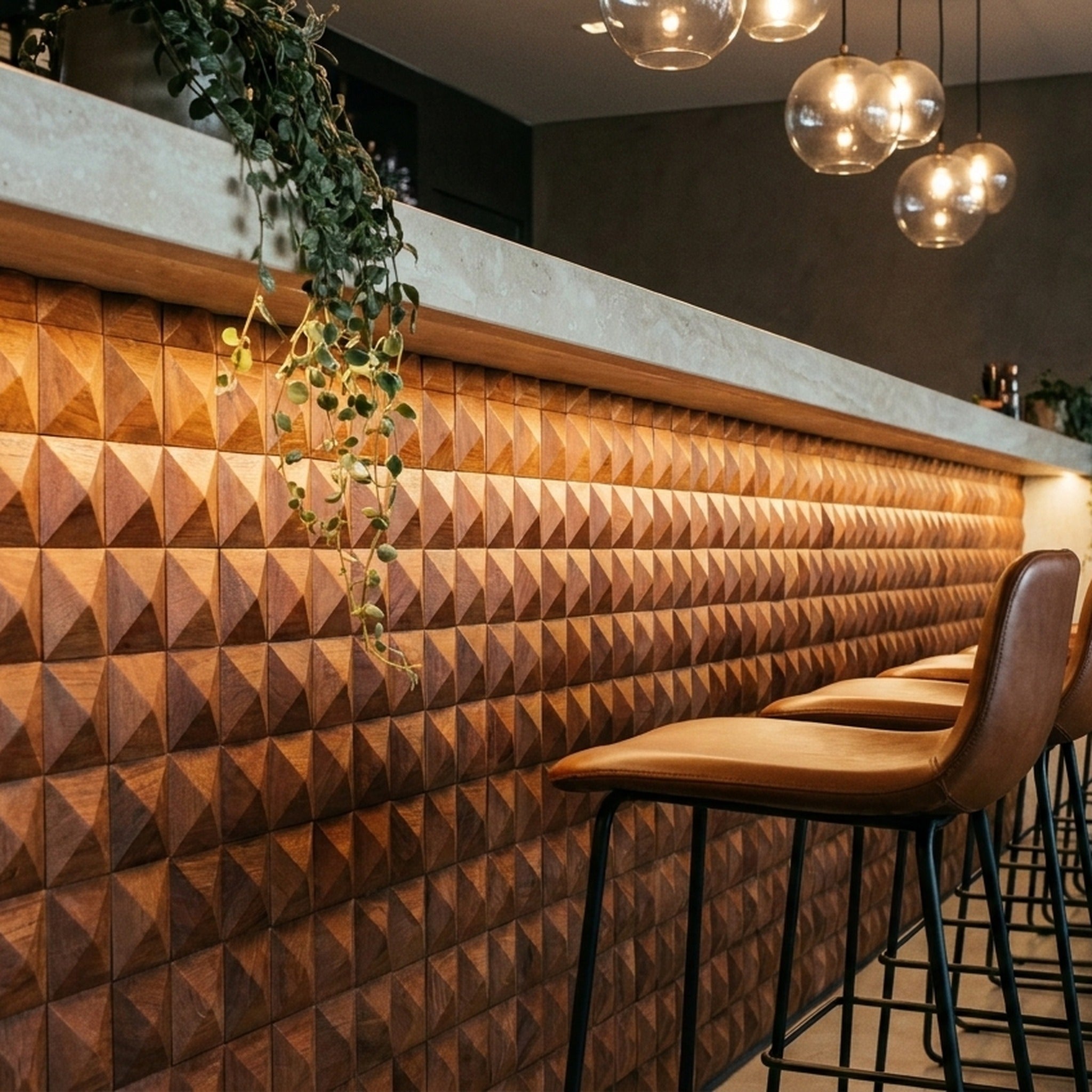 3D Wood Wall Panel | Cumaru Deep | 12×12"