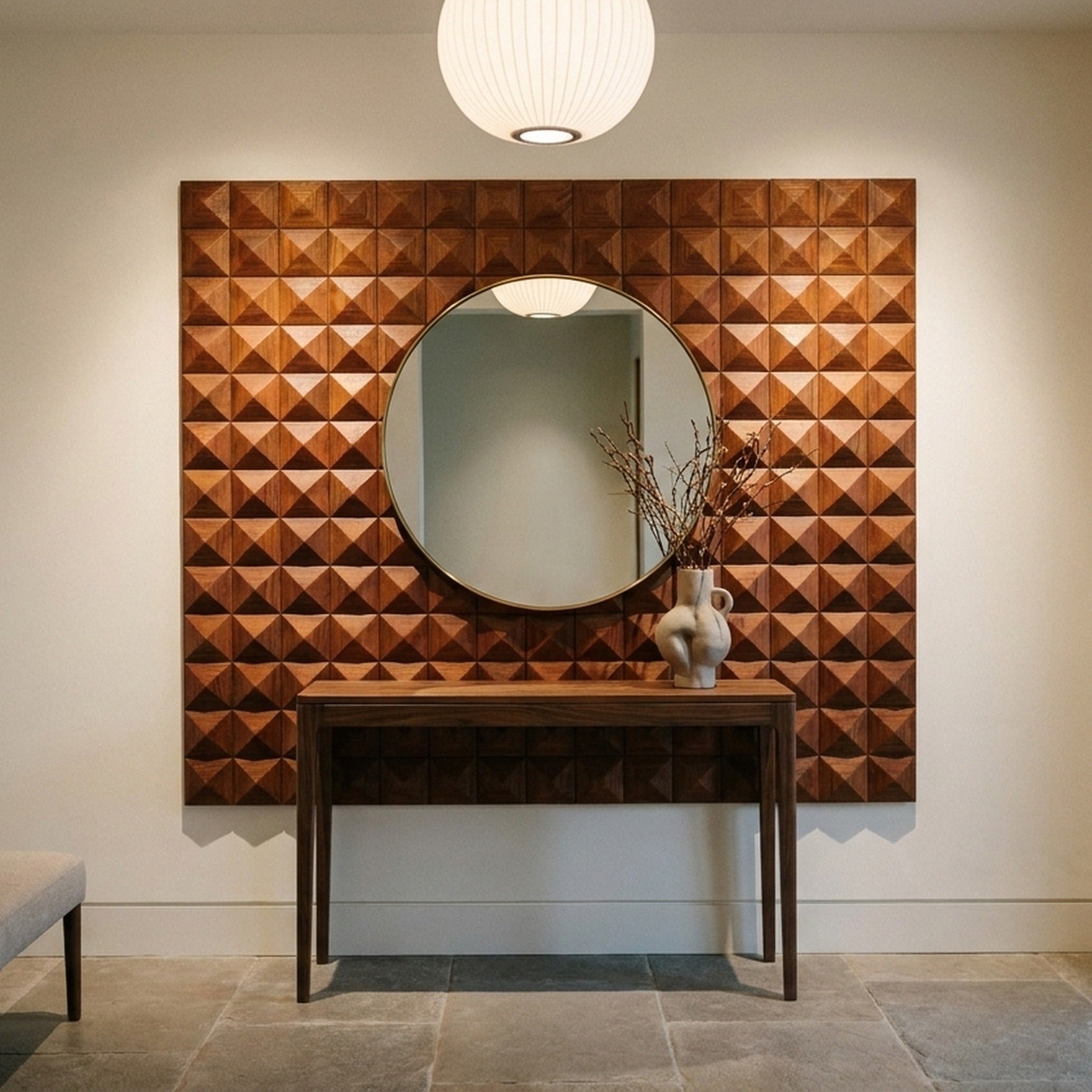 3D Wood Wall Panel | Cumaru Deep | 12×12"