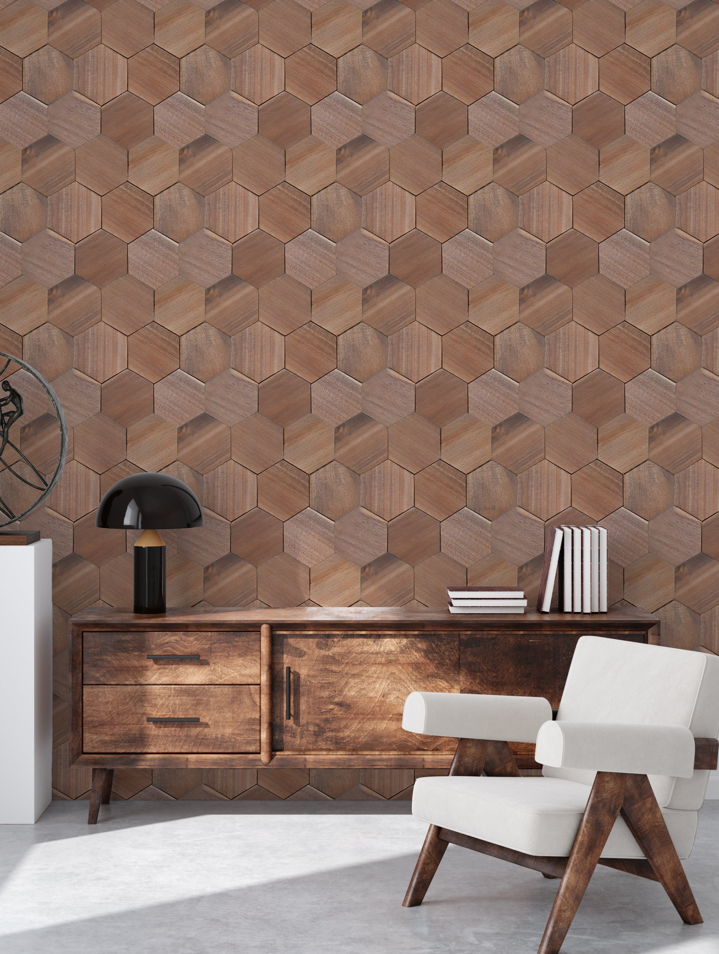 Wood Mosaic Panel | Tropical Walnut Wood Tile | 10.2×11.8”