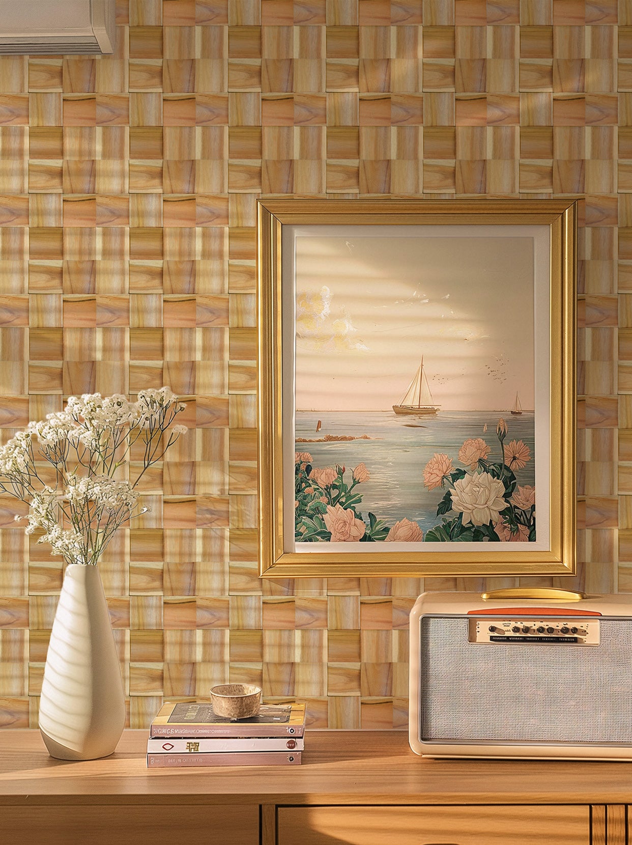 Wood Mosaic Panel | Timeless Teak Wood Tile | 12×12”