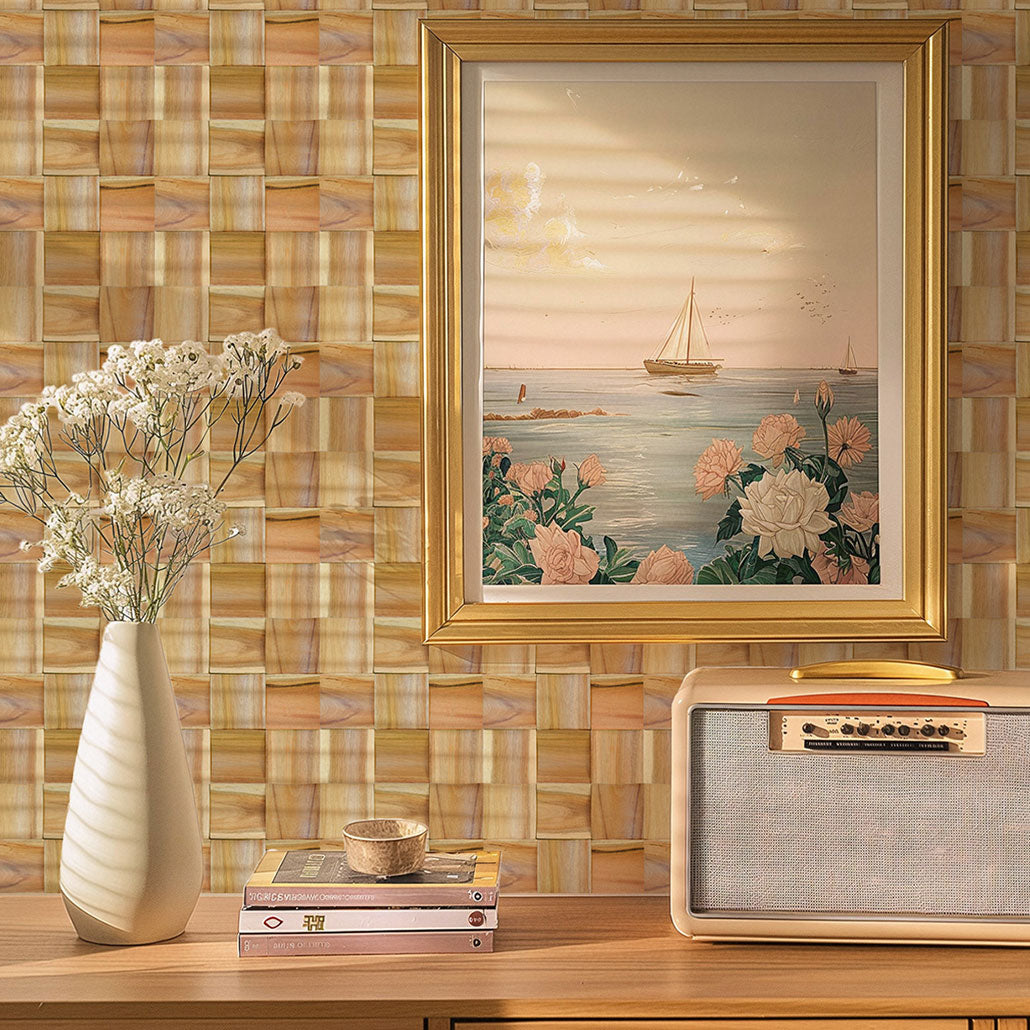 Wood Mosaic Panel | Timeless Teak Wood Tile | 12×12”