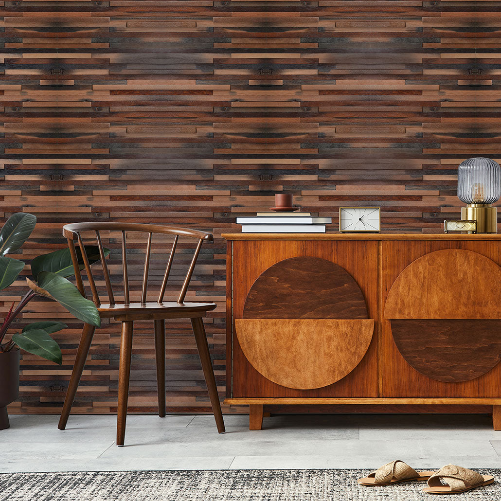 Wood Mosaic Panel | Compact Shipwood Wood Tile | 12×12”